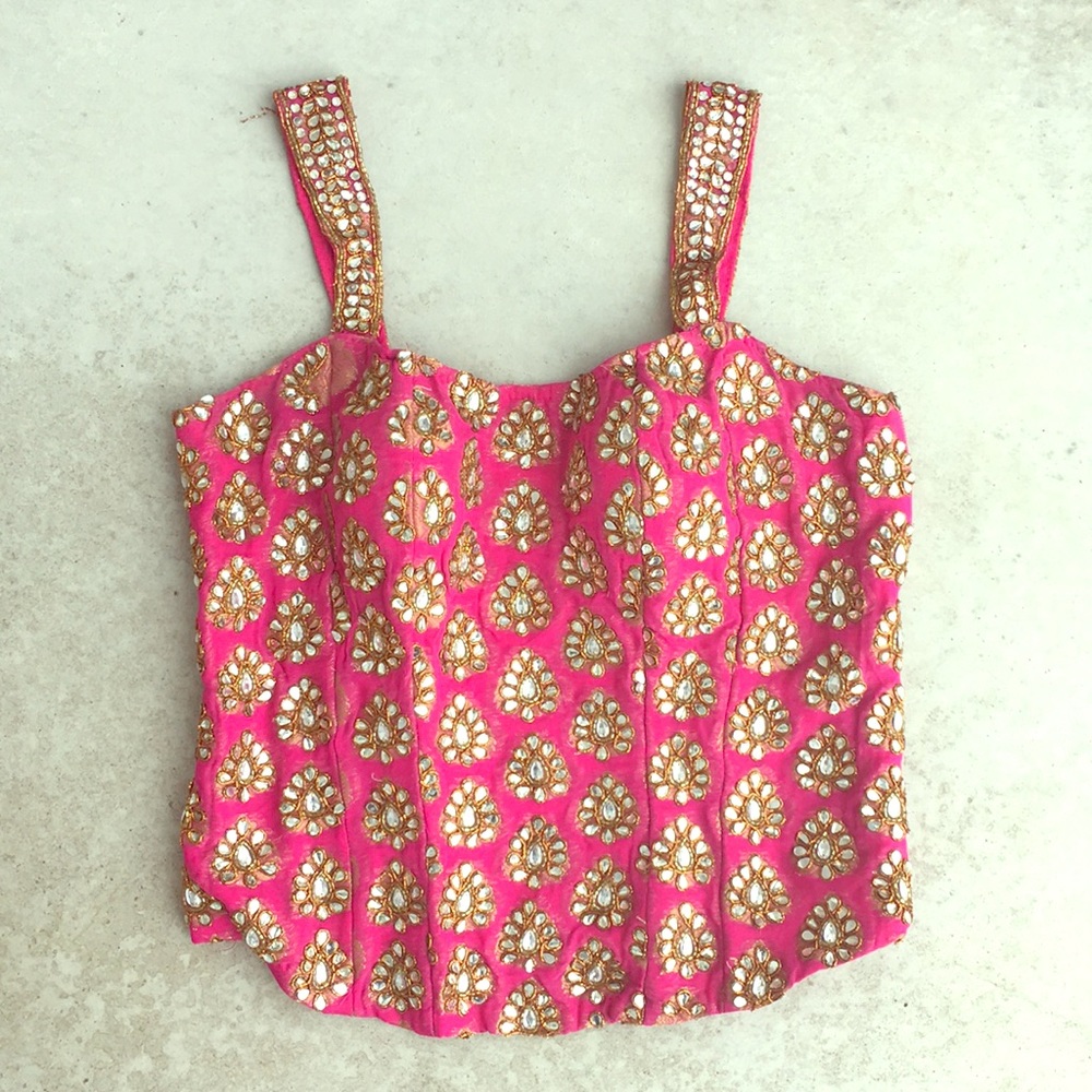 Engagement Lengha -Pink Fishtail & Corset